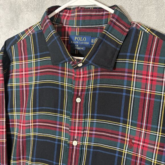 Ralph Lauren Shirt Men 2XL Tartan Plaid Pony Long Sleeve Long Sleeve Button Down - Picture 1 of 8